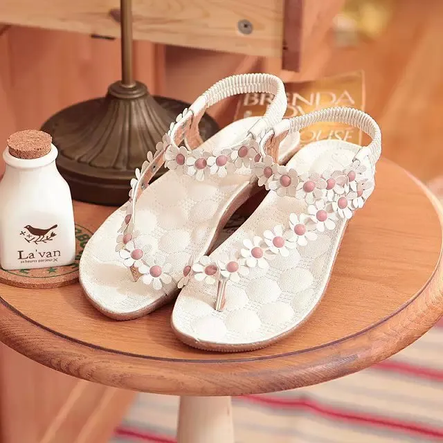 XIEYINSHE  Foreign Trade plus Size Women's Shoes  Summer New Flat Bohemian Rivet Women's Sandals Beach Shoes Wholesale