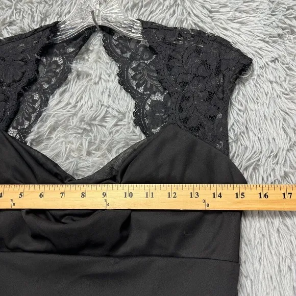 Xscape Formal Maxi Dress NWT Women's 10 Black Lace Open Back Witchy Whimsigoth