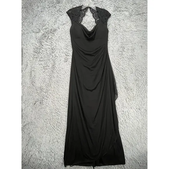 Xscape Formal Maxi Dress NWT Women's 10 Black Lace Open Back Witchy Whimsigoth