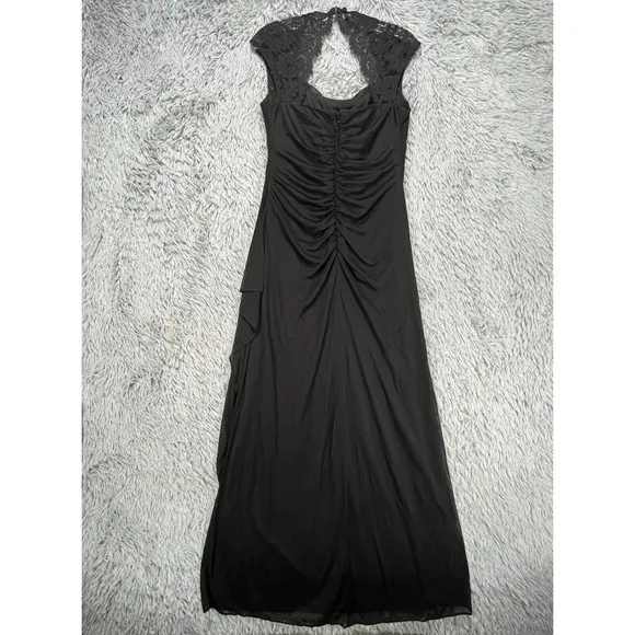 Xscape Formal Maxi Dress NWT Women's 10 Black Lace Open Back Witchy Whimsigoth