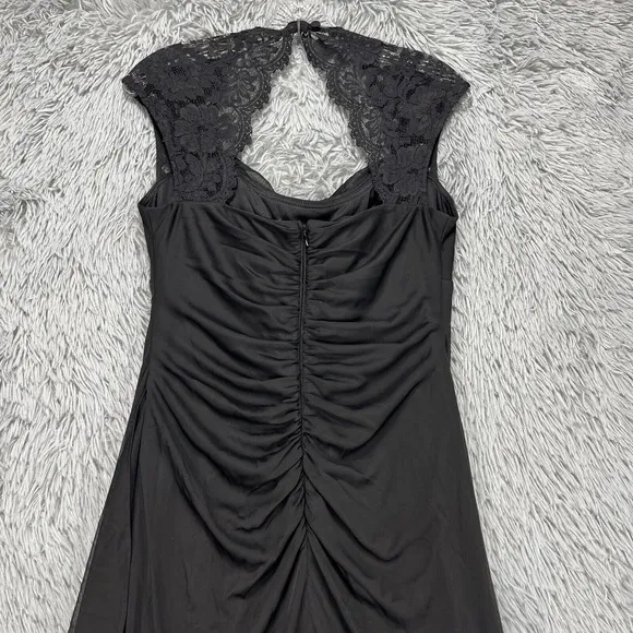 Xscape Formal Maxi Dress NWT Women's 10 Black Lace Open Back Witchy Whimsigoth