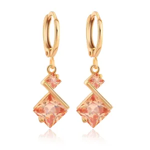 Yellow Crystal & 18K Gold-Plated Princess-Cut Drop Earrings