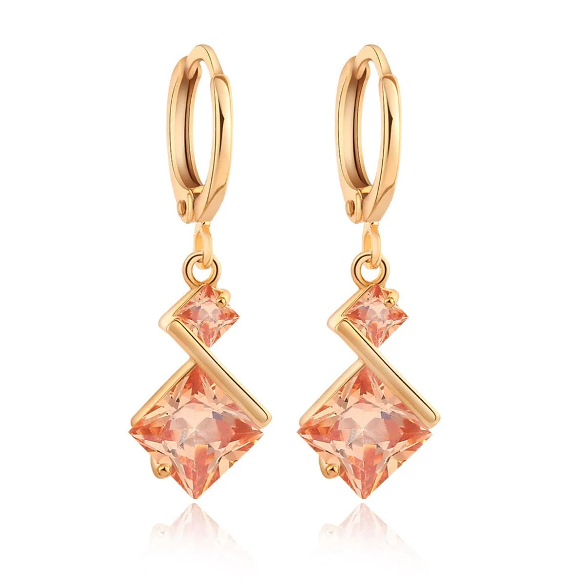 Yellow Crystal & 18K Gold-Plated Princess-Cut Drop Earrings