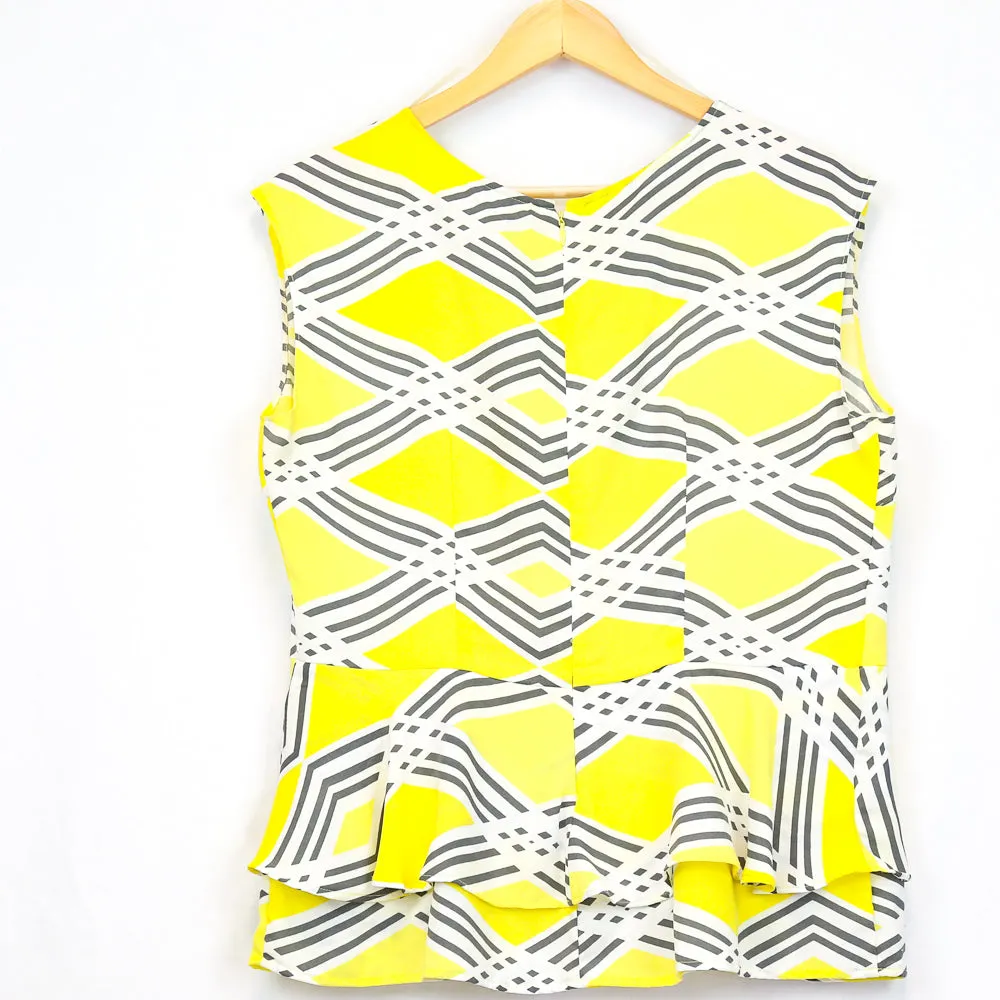 Yellow/Grey Tiered Hem Blouse (Worthington)