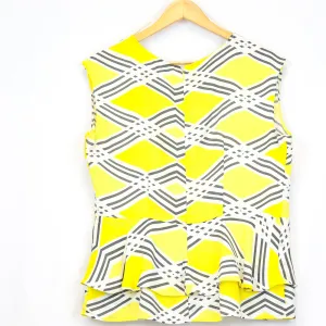 Yellow/Grey Tiered Hem Blouse (Worthington)