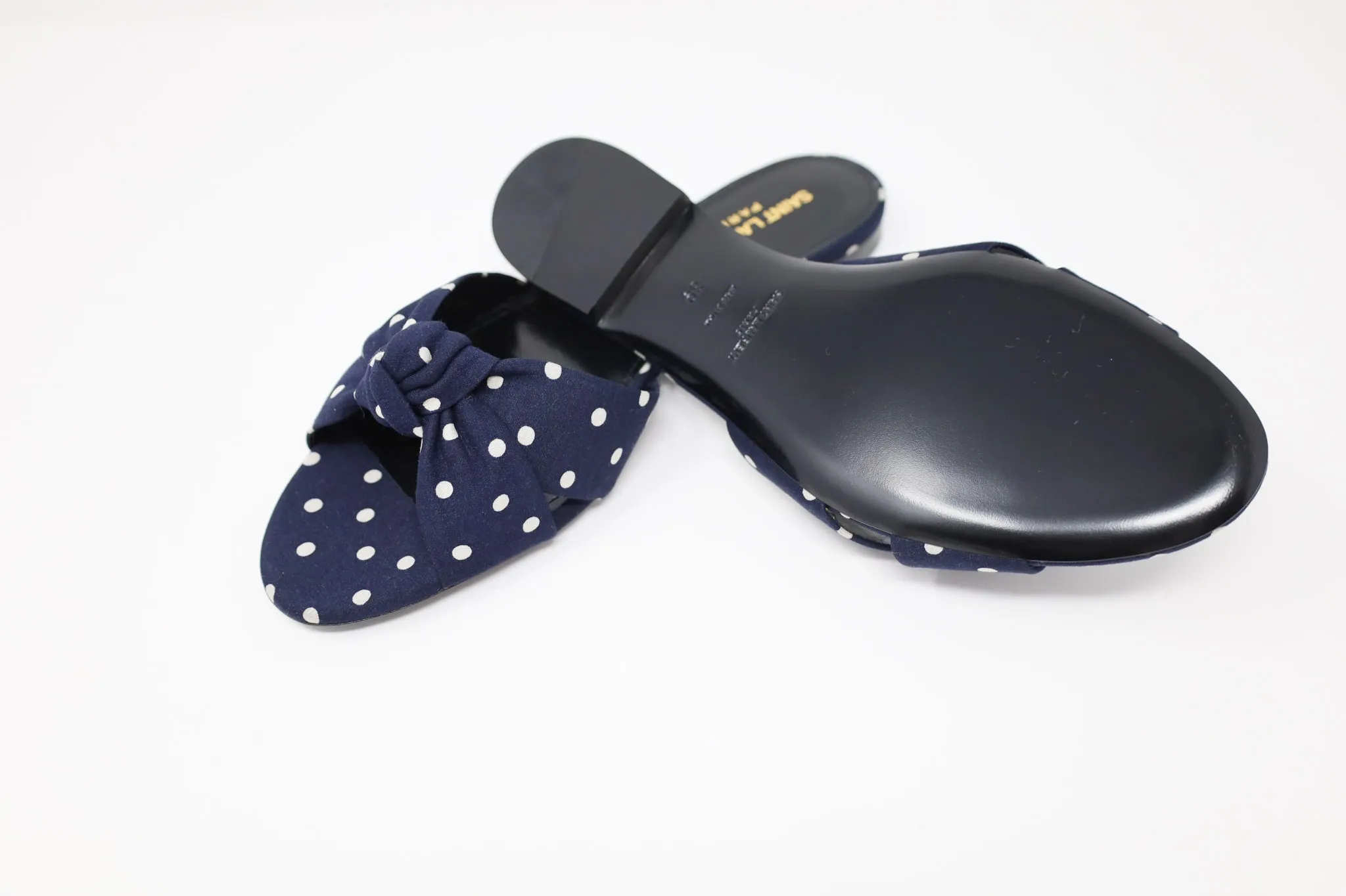Yves Saint Laurent Bianca 05 Mule San Pois Bicol Marine   Off White Sandal