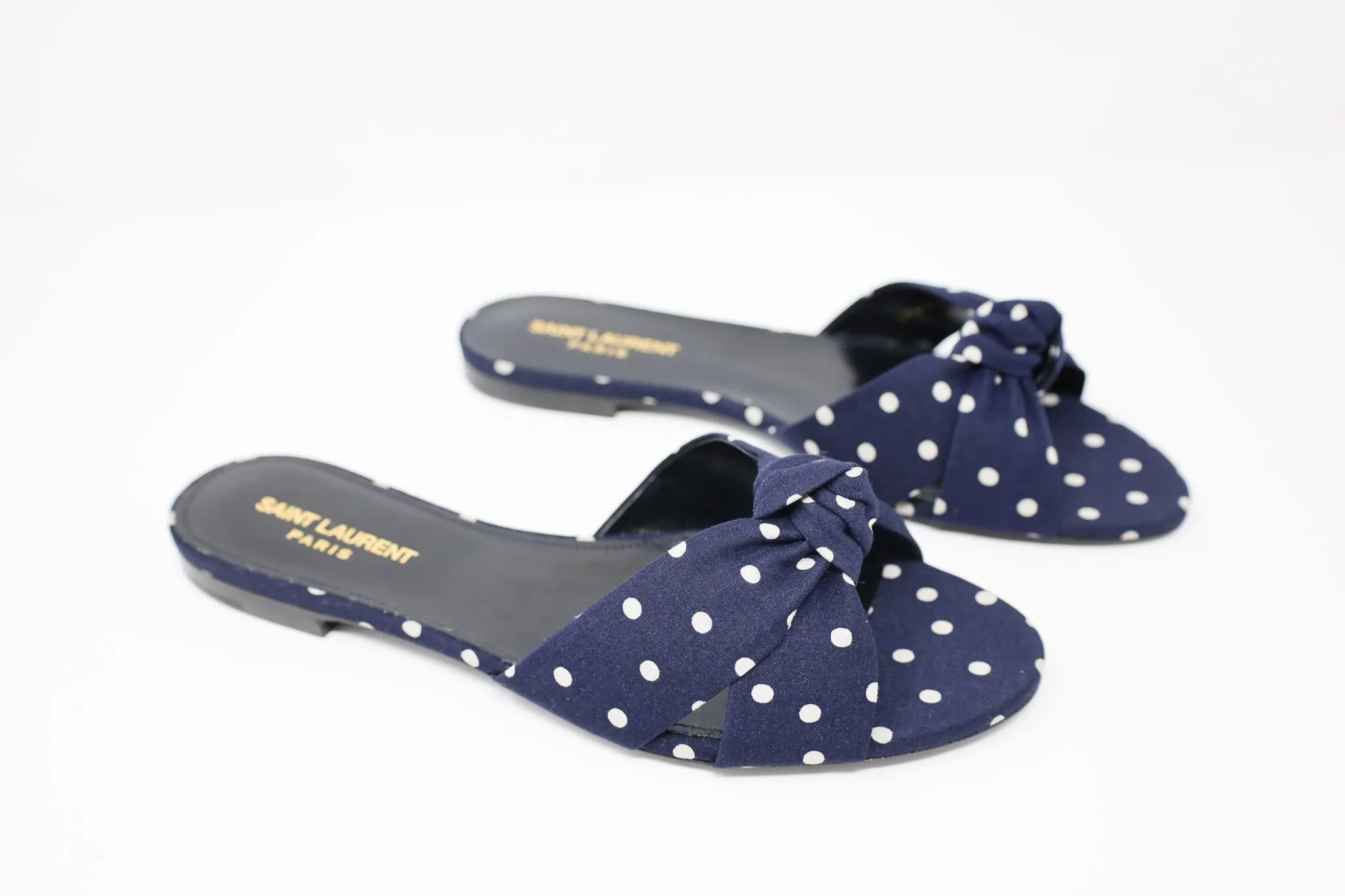 Yves Saint Laurent Bianca 05 Mule San Pois Bicol Marine   Off White Sandal